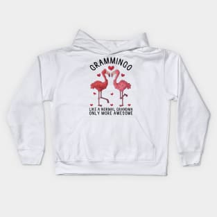 Grammingo Like A Normal Grandma Only More Awesome, Cute Pink Flamingo, Gift Idea For Granny And Grandmother Kids Hoodie